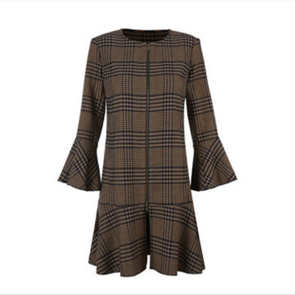 Cabi NEW #3902 Flounce Hem Plaid Tartan Full Zip Jacket Small